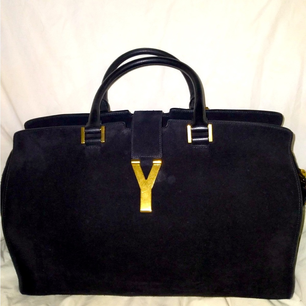 Saint Laurent Suede Cabas Handbag